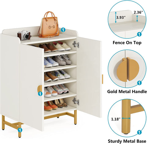 Rootz 6-Tier Shoe Cabinet - Shoe Rack - Storage Unit - Space-Saving Design - 37cm D x 80cm W x 105cm H