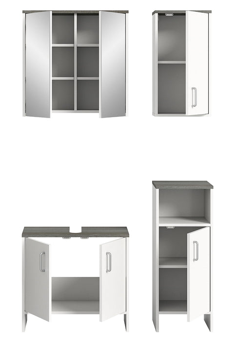 Rootz 4 Piece Set Bathroom Furniture - Vanity Set - Cabinet Ensemble - White - Wood Material - Sustainable - FSC Certified - 140cm x 50cm x 180cm