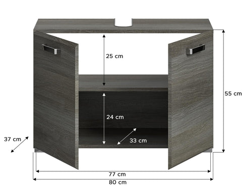 Rootz Wooden Bathroom Furniture Set - Silver Finish - 80cm x 185cm x 37cm - FSC Certified - Modular Design for Space Saving