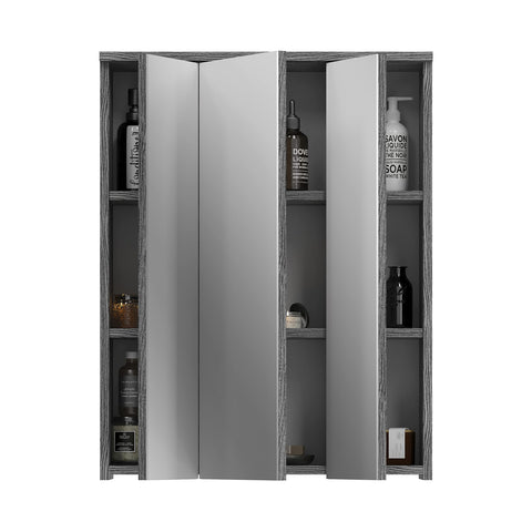 Rootz Blake Mirror Cabinet - Bathroom Storage - Mirror Unit - Smoke Silver Replica - 60 x 77 x 21 cm