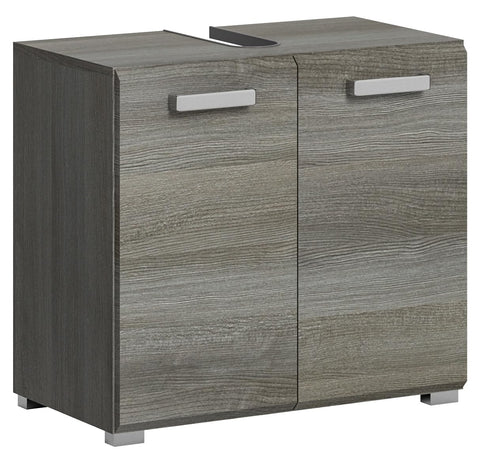 Rootz Smoked Silver Bathroom Cabinet - Vanity Cabinet - Storage Furniture - Wood Material - Silver Finish - Approx. 60cm x 55cm x 37cm