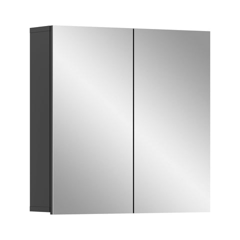 Rootz Mirror Cabinet - Front Mirror Surface Body Gray NB - Bathroom Cabinet - Approx. 60cm x 60cm x 15cm - Modern Design - Built-in Storage - High Quality Wood Material