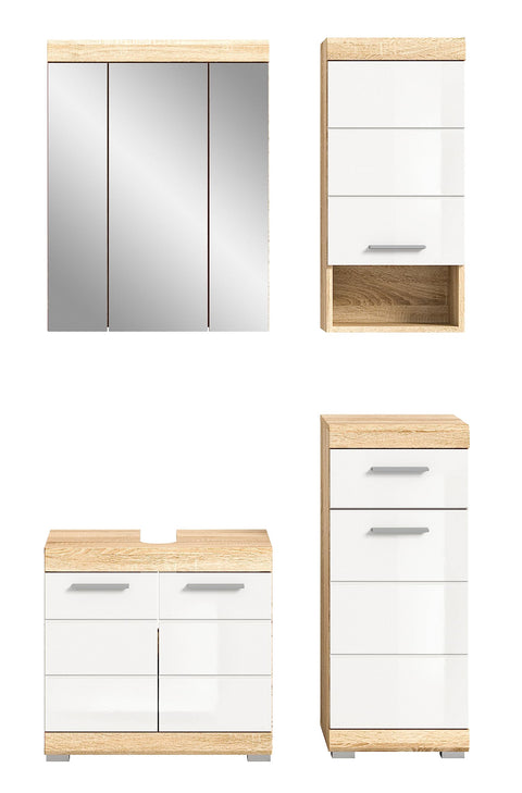Rootz Sonoma Oak Bathroom Furniture Set - Engineered Wood - Modern Style - System Furniture - FSC Certified - 130cm x 45cm x 65cm