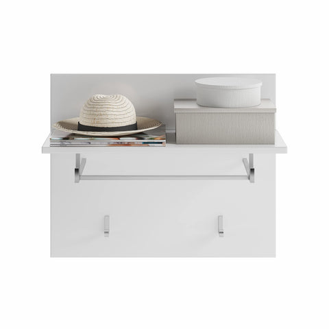 Rootz LINUS Wardrobe Set - White Coat Rack - Wall Panel Organizer - Puristic Design - 49cm x 60cm x 26cm