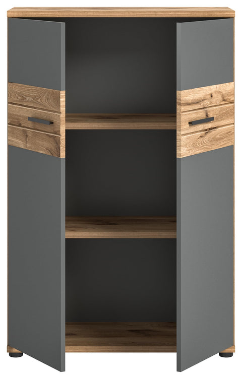 Rootz Mason Office Cabinet - Home Office Furniture - Storage Cabinet - Timeless Design - 80cm x 122cm x 37cm - Nox Oak Nb. Deposits Basalt Gray Nb.
