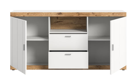 Rootz Sideboard Laredo - Solid Wood - White Matt - Spacious - 100cm x 40cm x 80cm