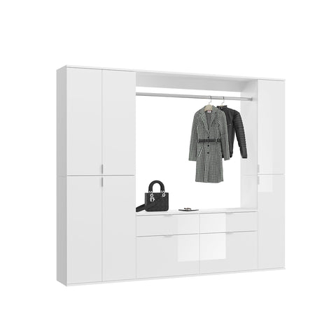 Rootz Systematic Wardrobe - Closet Organizer - High-Gloss White - Wood Material - 212cm x 193cm - FSC Certified