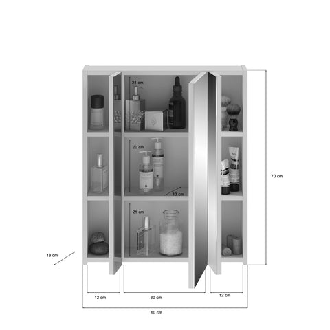 Rootz Linus Bathroom Furniture Set - Sink Base Cabinet - Mirror Cabinet - White Engineered Wood - Medium - 120cm x 60cm x 80cm