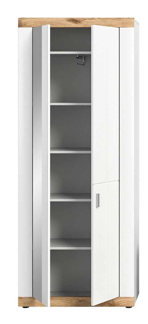 Rootz Laredo Wardrobe - Closet - Wardrobe System - White - Wood Material - Approx. 77cm x 193cm x 37cm