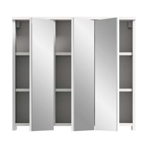 Rootz White Bathroom Mirror Cabinet - Storage Unit - Vanity Set - Timeless Design - 65cm x 60cm x 20cm