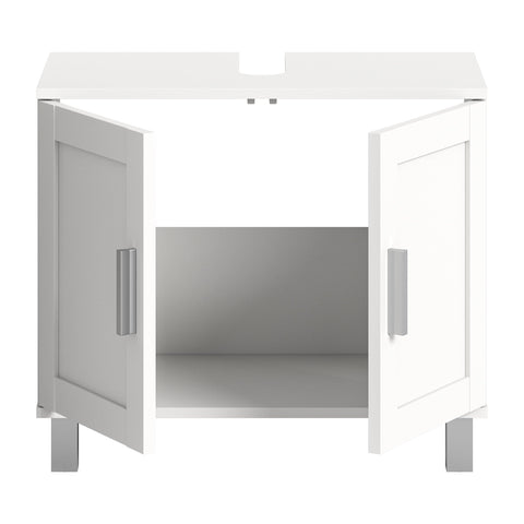 Rootz White 2 Door Bathroom Cabinet - Washbasin Cupboard - Storage Unit - Sustainable FSC Certified - Approx. 60x56x35 cm