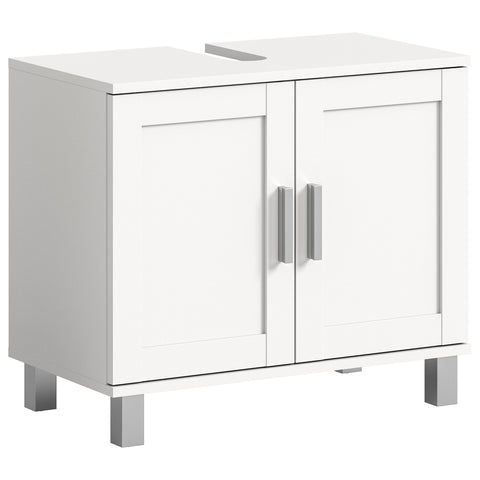 Rootz White 2 Door Bathroom Cabinet - Washbasin Cupboard - Storage Unit - Sustainable FSC Certified - Approx. 60x56x35 cm