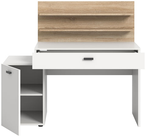 Rootz Study Desk - White NB - Oak Sonoma NB - Modern Office Furniture - 130cm x 117cm x 54cm