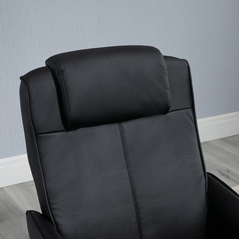 Rootz Relaxation Armchair with Foot Stool - Lounge Chair - Ergonomic Recliner - Synthetic Leather - Black - 78cm x 52cm x 98cm