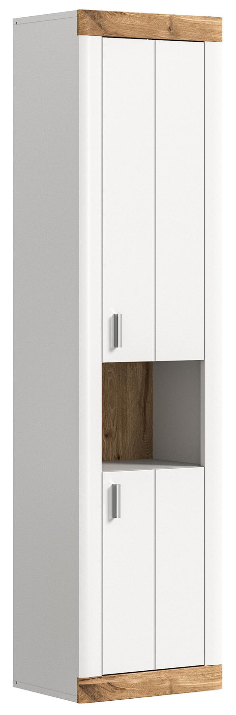 Rootz Bathroom Furniture Set - Tall Cabinet - Hanging Organizer - Wood Material - White Finish - Approx. 45cm x 172cm x 30cm