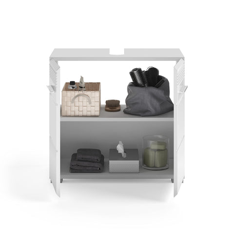 Rootz LINUS Bathroom Vanity Unit - Sink Cabinet - Wood Material - White - 60cm x 56cm x 34cm