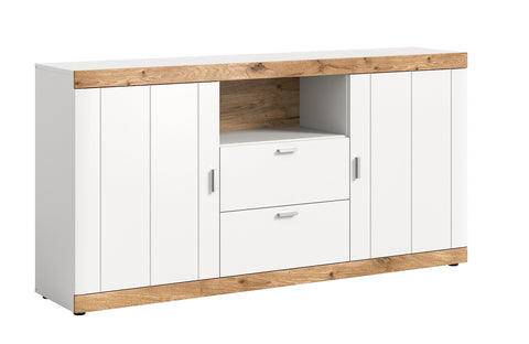 Rootz Sideboard Laredo - Solid Wood - White Matt - Spacious - 100cm x 40cm x 80cm