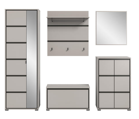 Rootz 5 Piece Set Wardrobe - Gray - Closet Organizing Set - Modern Design - 100cm x 140cm - FSC Certified Sustainable Furniture