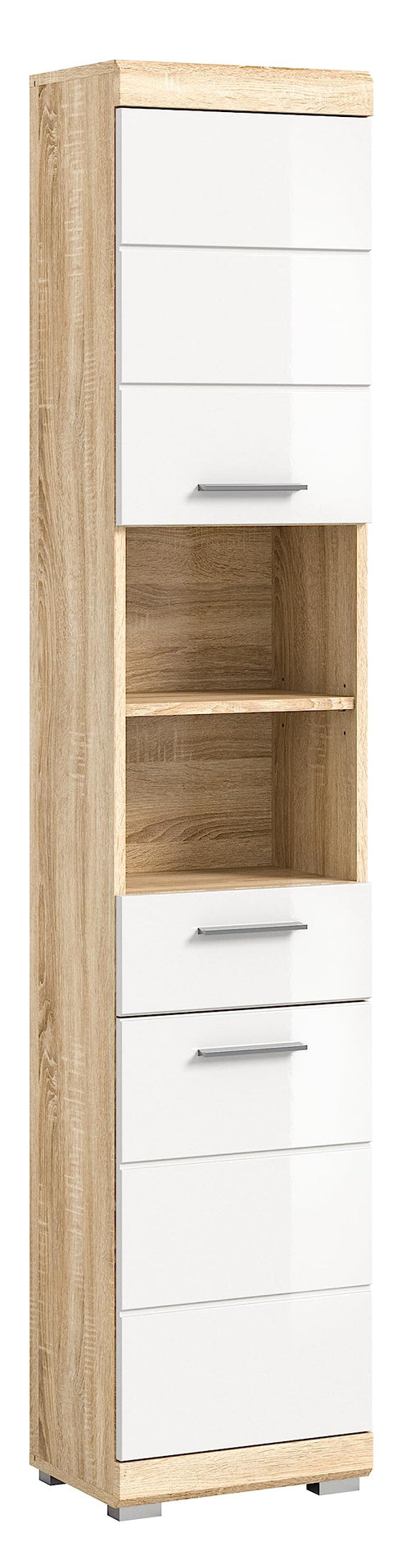 Rootz Lambada Tall Cabinet - Bathroom Storage - Wood Material - Sonoma Oak - Modular Design - 37cm x 191cm x 31cm