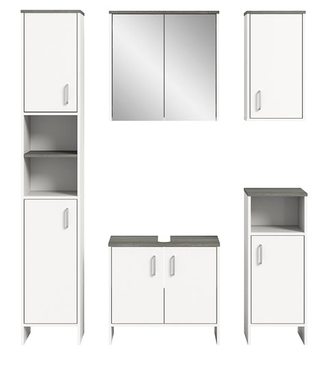 Rootz 5 Piece Set Bathroom Furniture - Vanity Set - Wood Material - Timeless Design - Los Angeles Style - FSC Certified - 180cm x 120cm x 40cm