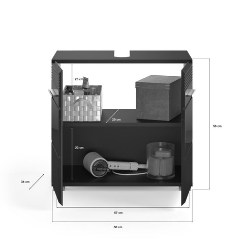 Rootz Linus Bathroom Furniture Set - Black High Gloss - Matching Bathroom Set - 2 Piece Vanity Unit - Sleek Design - 120cm x 45cm x 86cm