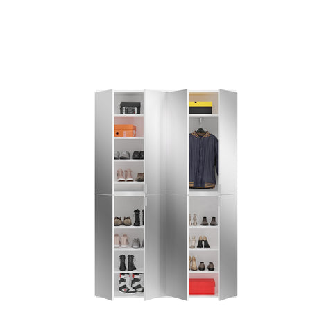 Rootz High-Gloss White Wardrobe Set - Wooden Material - Glossy Finish - Optimal Storage - 122cm x 193cm