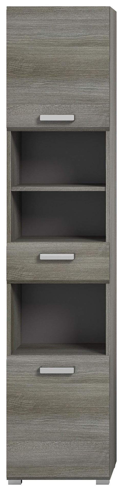 Rootz Silver Tall Cabinet - Smoked Silver Bathroom Furniture - Wooden Material - Modular Design - 40cm x 185cm x 33cm