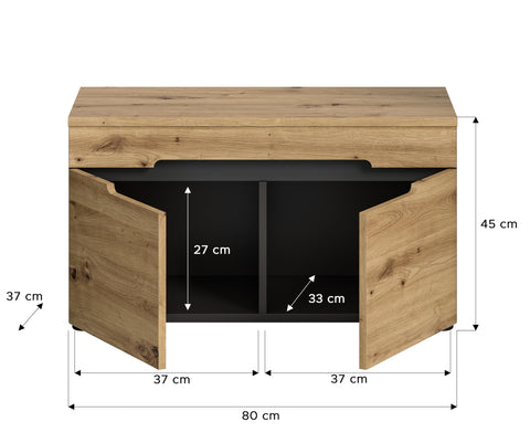 Rootz Wardrobe - Closet System - Storage Cabinet - Artisan Style - Basalt Grey - 80cm x 45cm x 37cm, FSC Certified, Timeless Design