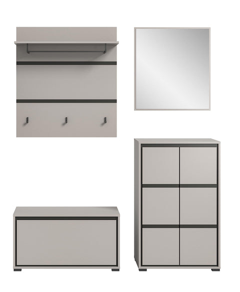 Rootz Wardrobe Set - Closet System - 4 Piece Combination - Jaru Gray - Timeless Design - 102cm x 140cm