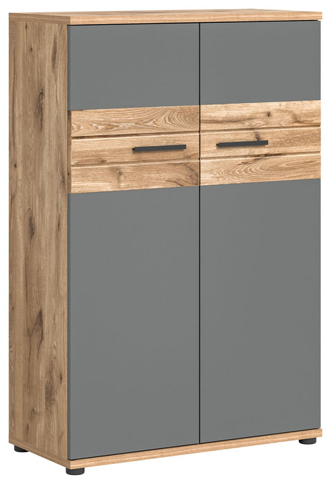 Rootz Mason Office Cabinet - Home Office Furniture - Storage Cabinet - Timeless Design - 80cm x 122cm x 37cm - Nox Oak Nb. Deposits Basalt Gray Nb.