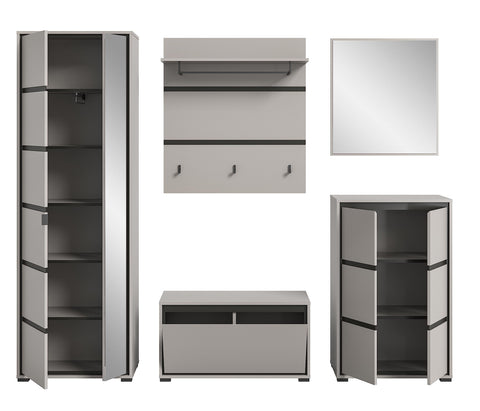 Rootz 5 Piece Set Wardrobe - Gray - Closet Organizing Set - Modern Design - 100cm x 140cm - FSC Certified Sustainable Furniture