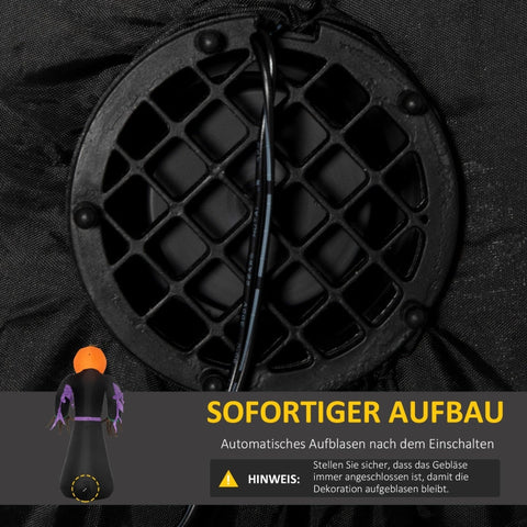 Rootz Halloween Pumpkin Ghost Lichtgevende tuindecoratie - Opblaasbaar spook - LED-verlichte decoratie - Zelfopblazend - Weerbestendig - 110 cm x 66 cm x 210 cm - Polyester stof