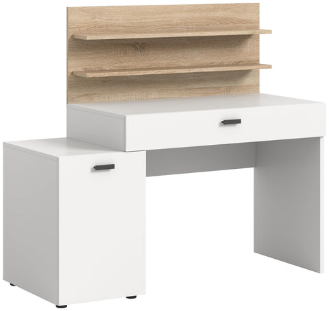 Rootz Study Desk - White NB - Oak Sonoma NB - Modern Office Furniture - 130cm x 117cm x 54cm