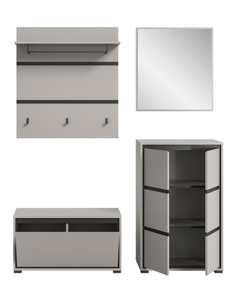 Rootz Wardrobe Set - Closet System - 4 Piece Combination - Jaru Gray - Timeless Design - 102cm x 140cm