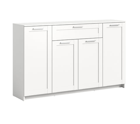 Rootz Ibiza Chest of Drawers - Sideboard - White Wood - 156cm x 95cm x 37cm - 4 Doors - 1 Drawer - 5 Shelves - FSC Certified - Timeless Design