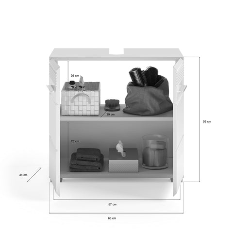 Rootz LINUS Bathroom Vanity Unit - Sink Cabinet - Wood Material - White - 60cm x 56cm x 34cm