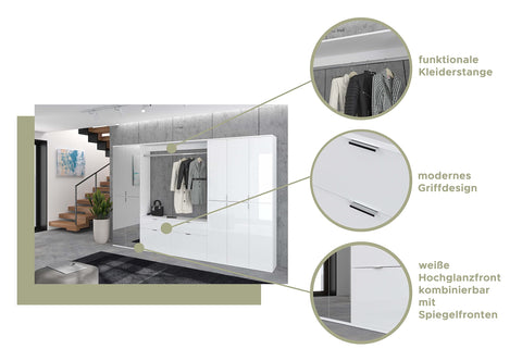 Rootz Wardrobe Organizer Set - Shoe Chest - Storage Solution - High-Gloss White - 183cm x 99cm