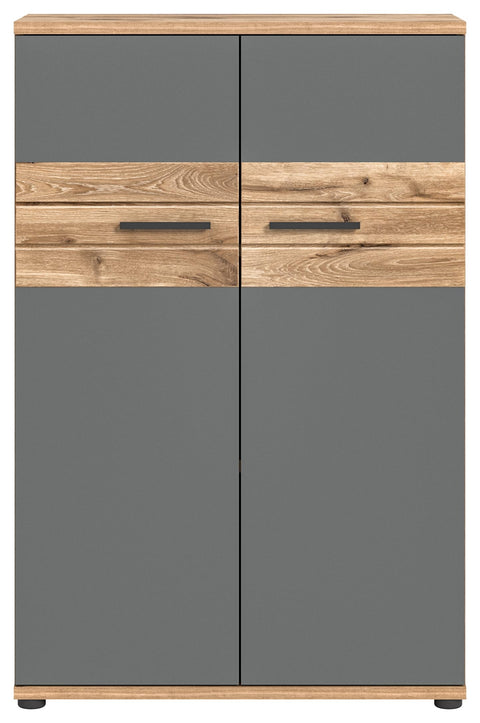 Rootz Mason Office Cabinet - Home Office Furniture - Storage Cabinet - Timeless Design - 80cm x 122cm x 37cm - Nox Oak Nb. Deposits Basalt Gray Nb.