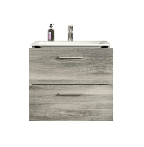 Rootz Wooden Sink Base Cabinet - Bathroom Vanity - Smoke Silver - Timeless Design - 60cm x 52cm x 44cm