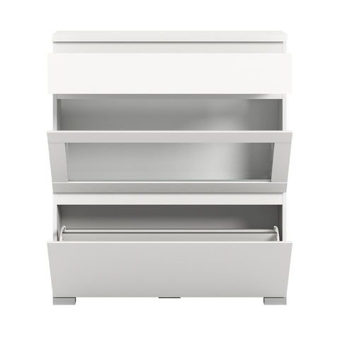 Rootz Shoe Cabinet - Wood Material - White - Shoe Storage Solution - Approx. 95x109x27 cm