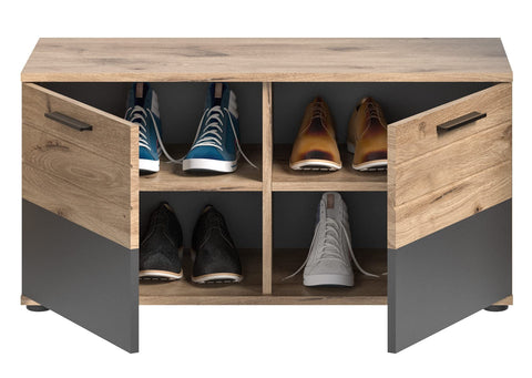 Rootz Mason Bench Wardrobe - Shoe Rack Bench - Entryway Organizer - 90cm x 51cm x 37cm