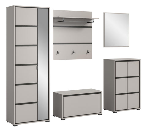 Rootz 5 Piece Set Wardrobe - Gray - Closet Organizing Set - Modern Design - 100cm x 140cm - FSC Certified Sustainable Furniture