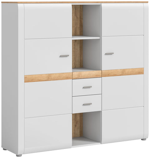 Rootz Highboard - Wood Cabinet - GRAY - Timeless Design - 141cm x 138cm x 37cm - Sustainable - FSC Certified - Modern Living Room Furniture