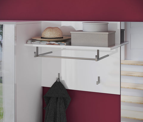 Rootz LINUS Wardrobe Set - White Coat Rack - Wall Panel Organizer - Puristic Design - 49cm x 60cm x 26cm