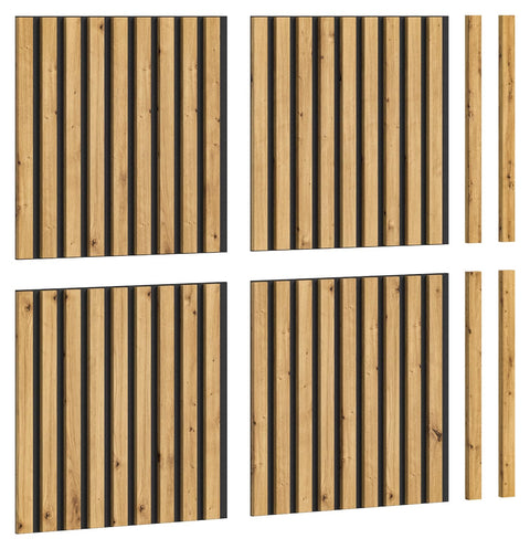 Rootz Acoustic Panel Set - Wooden Soundproof Panels - Brown Finish - 40cm x 40cm - Artisan Oak Nb. - FSC Certified - Modular Furniture