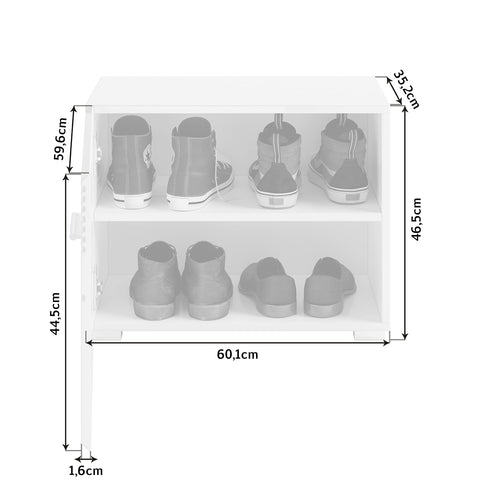 Rootz LINUS 3-Piece Hallway Furniture Set - Wardrobe Set - Coat Rack - Modern Design - 37cm x 115cm x 190cm, white