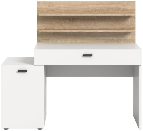 Rootz Study Desk - White NB - Oak Sonoma NB - Modern Office Furniture - 130cm x 117cm x 54cm