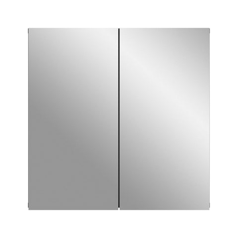 Rootz Mirror Cabinet - Front Mirror Surface Body Gray NB - Bathroom Cabinet - Approx. 60cm x 60cm x 15cm - Modern Design - Built-in Storage - High Quality Wood Material