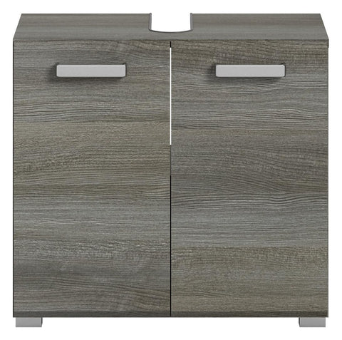 Rootz Smoked Silver Bathroom Cabinet - Vanity Cabinet - Storage Furniture - Wood Material - Silver Finish - Approx. 60cm x 55cm x 37cm