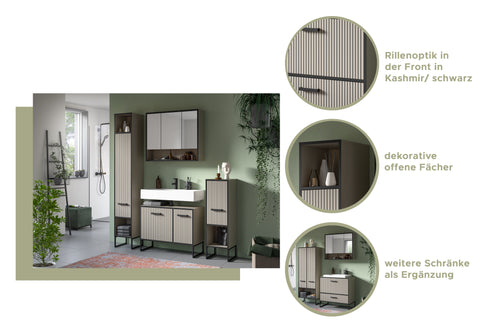 Rootz 3-Piece Bathroom Set - Bathroom Furniture - Vanity Units - Easy-Care Surface - 154x192x48 cm